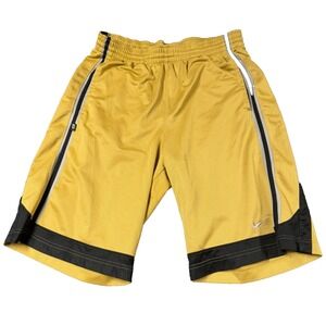 Vintage Y2K Nike Shorts Mens Medium‎ Basketball Yellow Elastic Waist Heavy EUC